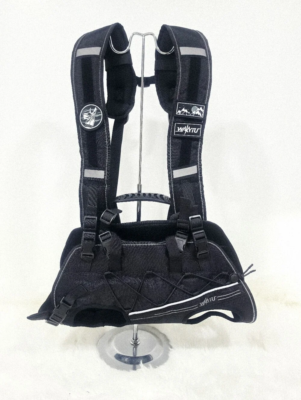 WAKYTU Dog Hiking Backpack Harness Reflective Padded Black Size Medium